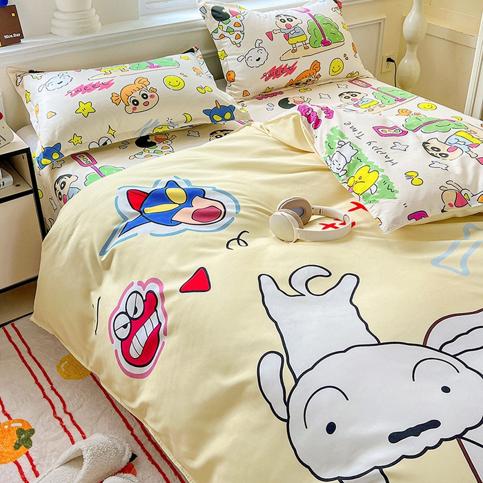 91家纺网 家纺一手货源 找家纺 KT猫直营店 2025新款卡通斜纹磨毛大版四件套 小新之梦