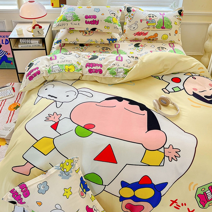 91家纺网 家纺一手货源 找家纺 KT猫直营店 2025新款卡通斜纹磨毛大版四件套 小新之梦