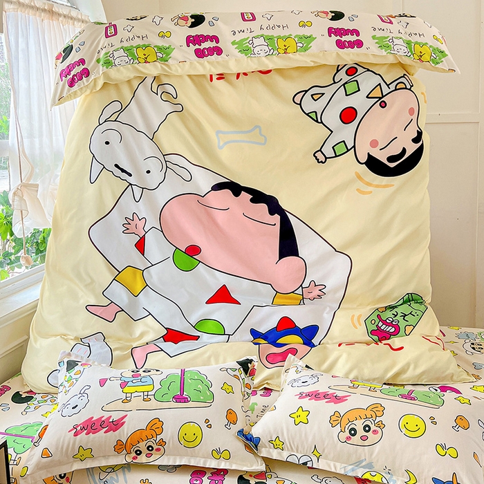 91家纺网 家纺一手货源 找家纺 KT猫直营店 2025新款卡通斜纹磨毛大版四件套 小新之梦