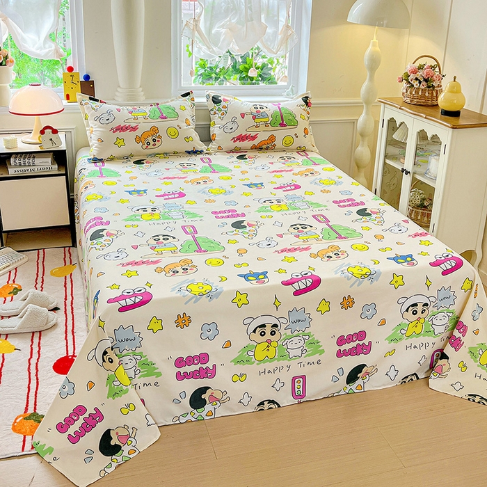 91家纺网 家纺一手货源 找家纺 KT猫直营店 2025新款卡通斜纹磨毛大版四件套 小新之梦