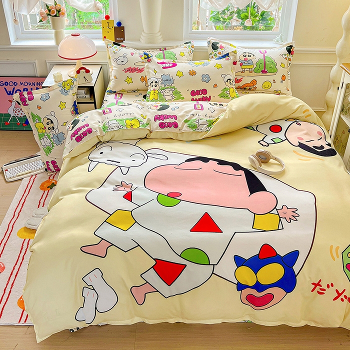 91家纺网 家纺一手货源 找家纺 KT猫直营店 2025新款卡通斜纹磨毛大版四件套 小新之梦