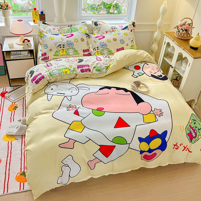 91家纺网 家纺一手货源 找家纺 KT猫直营店 2025新款卡通斜纹磨毛大版四件套 小新之梦