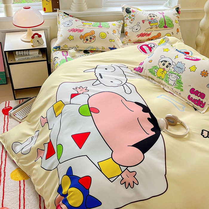 91家纺网 家纺一手货源 找家纺 KT猫直营店 2025新款卡通斜纹磨毛大版四件套 小新之梦