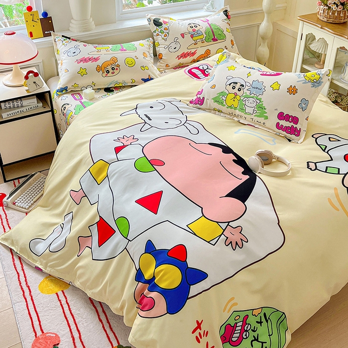 91家纺网 家纺一手货源 找家纺 KT猫直营店 2025新款卡通斜纹磨毛大版四件套 小新之梦