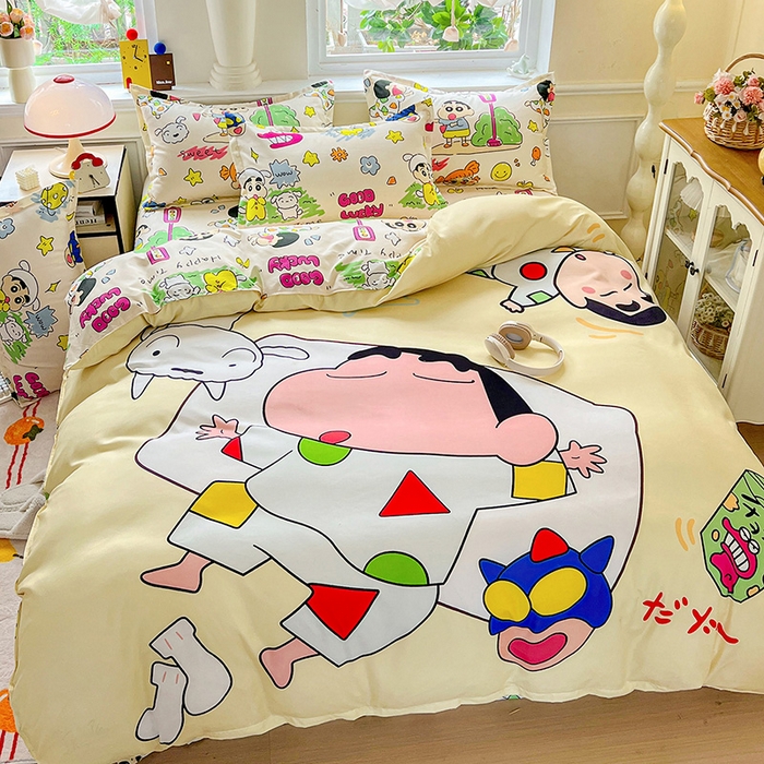 91家纺网 家纺一手货源 找家纺 KT猫直营店 2025新款卡通斜纹磨毛大版四件套 小新之梦