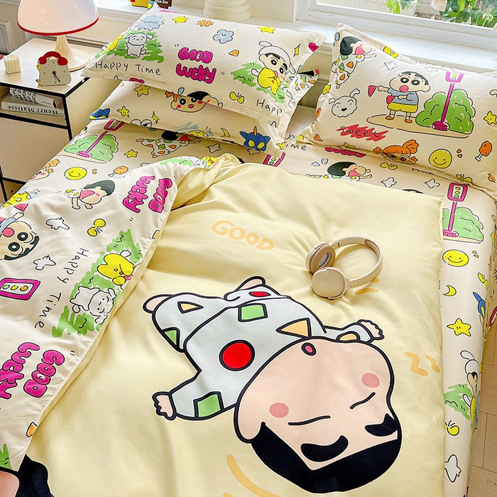 91家纺网 家纺一手货源 找家纺 KT猫直营店 2025新款卡通斜纹磨毛大版四件套 小新之梦