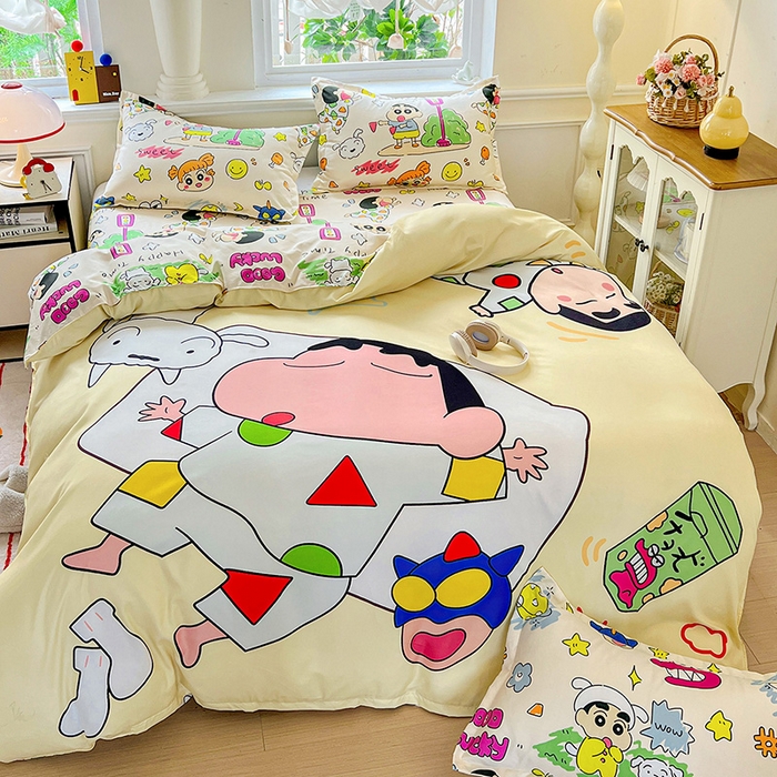 91家纺网 家纺一手货源 找家纺 KT猫直营店 2025新款卡通斜纹磨毛大版四件套 小新之梦