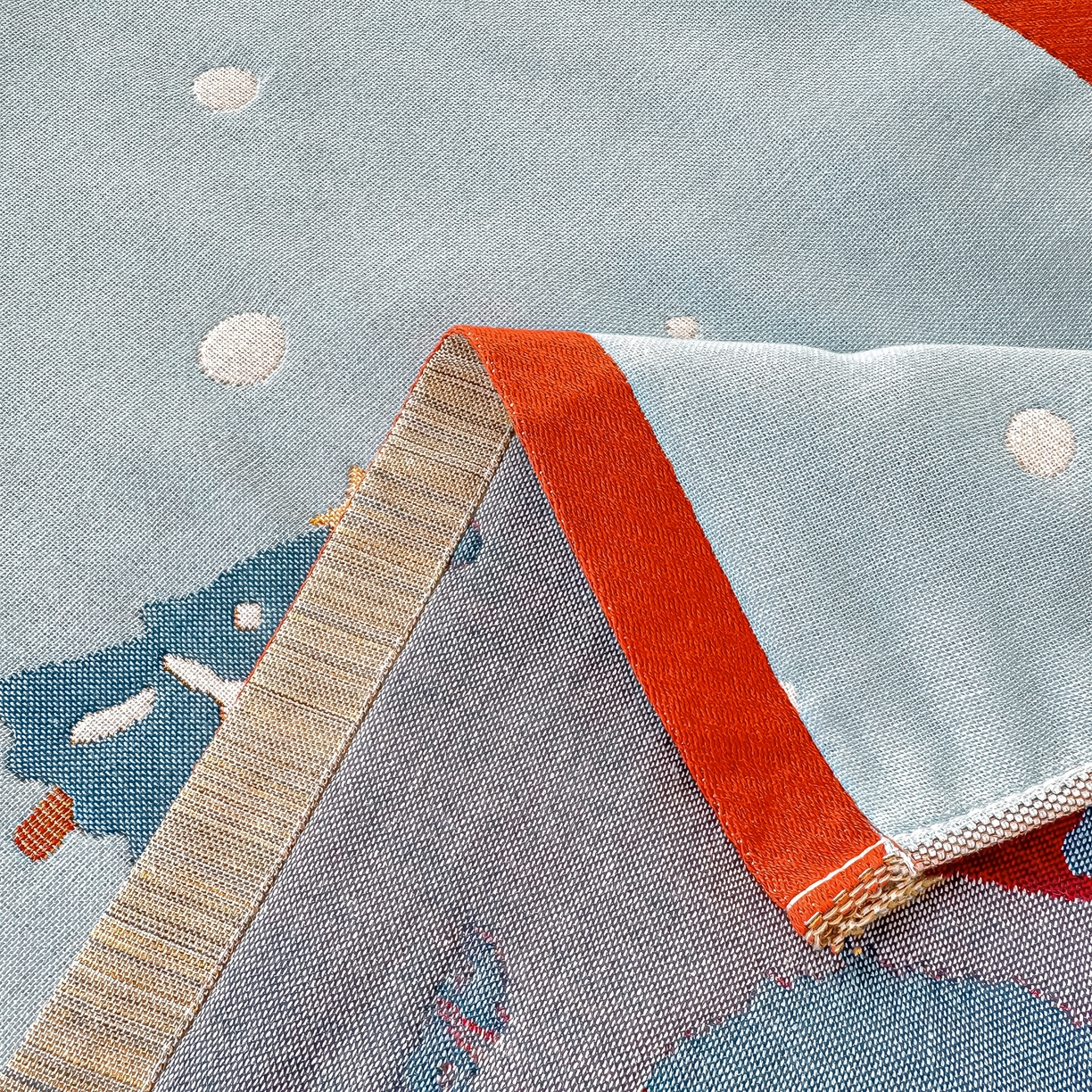 91家纺网 家纺一手货源 找家纺 沐瑟家纺 2025新款绵柔儿童纯棉纱布儿童枕巾 小雪人