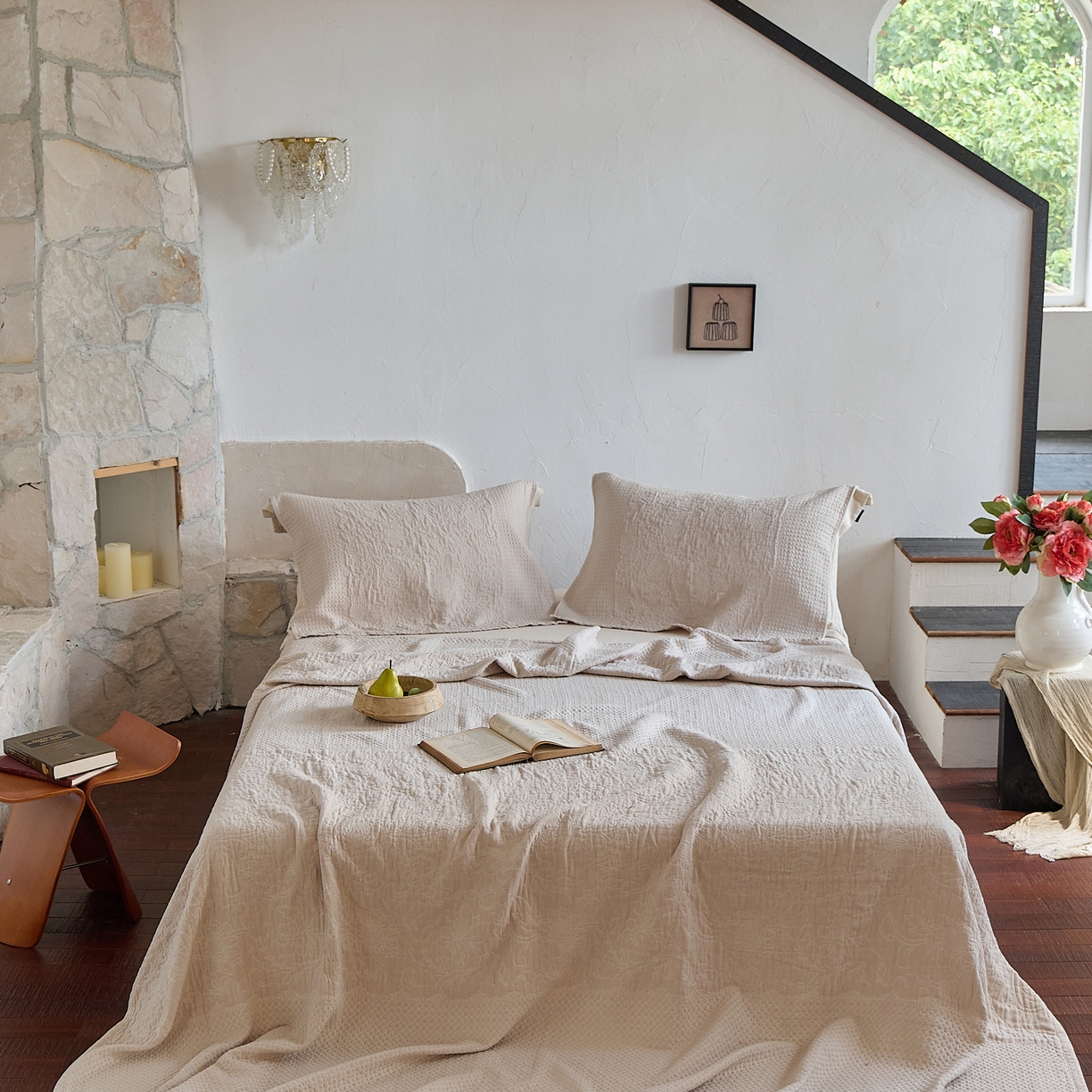 91家纺网 家纺一手货源 找家纺 沐瑟家纺 2025新款全棉纱布双层纱床盖三件套床盖 童话