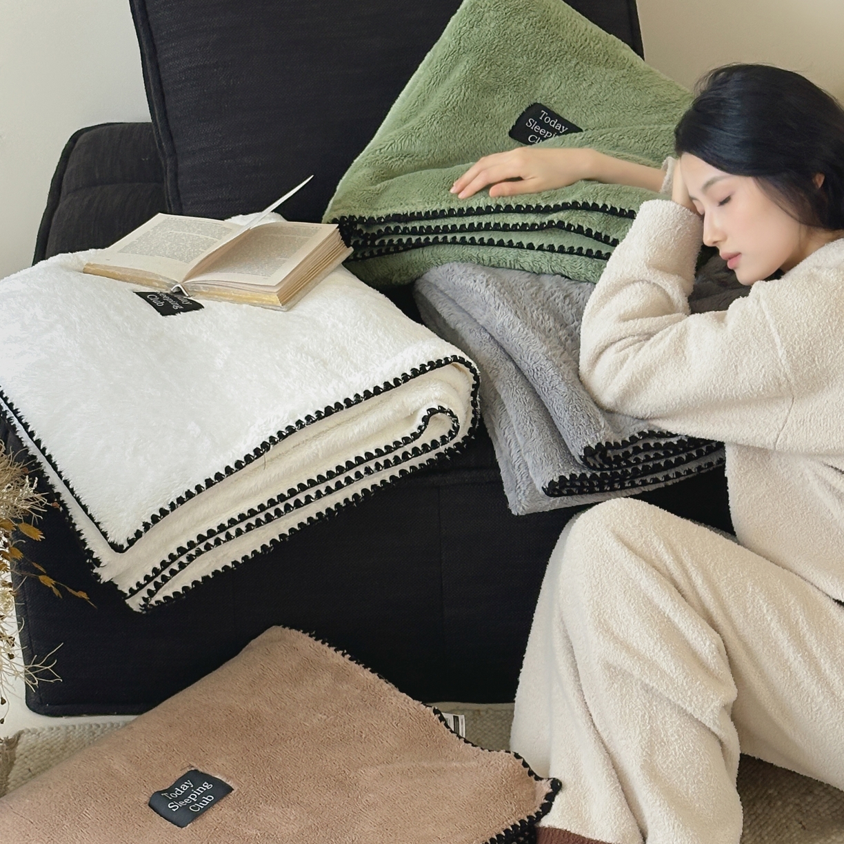 91家纺网 家纺一手货源 找家纺 （总）三味舒屋 2025新款多用纯色双面牛奶绒毛毯