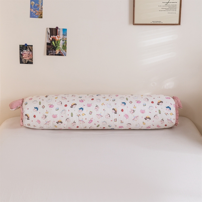 91家纺网 家纺一手货源 找家纺 卓昌枕芯 2025新款全棉双层纱孕妇枕双人枕夹腿抱枕兔耳枕 蜡笔小新-粉格