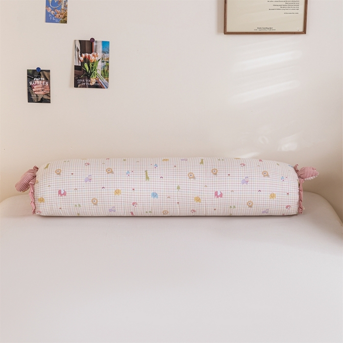 91家纺网 家纺一手货源 找家纺 卓昌枕芯 2025新款全棉双层纱孕妇枕双人枕夹腿抱枕兔耳枕 动物乐园-粉格