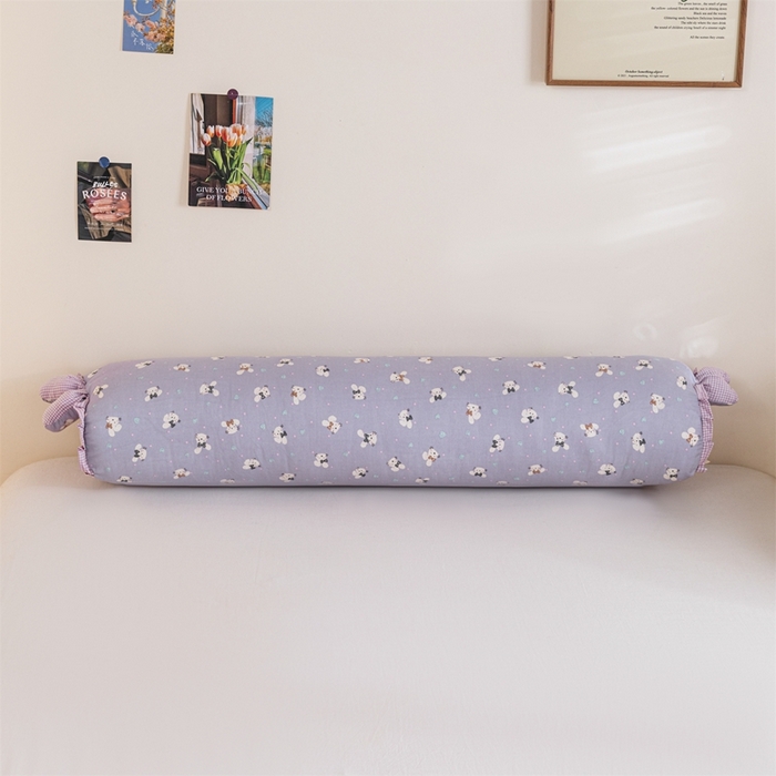 91家纺网 家纺一手货源 找家纺 卓昌枕芯 2025新款全棉双层纱孕妇枕双人枕夹腿抱枕兔耳枕 紫色小兔-紫格