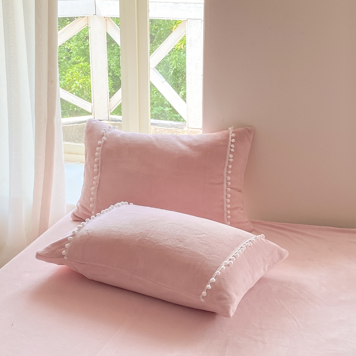 91家纺网 家纺一手货源 找家纺 二八年华 2025新款小毛球牛奶绒四件套 粉玉