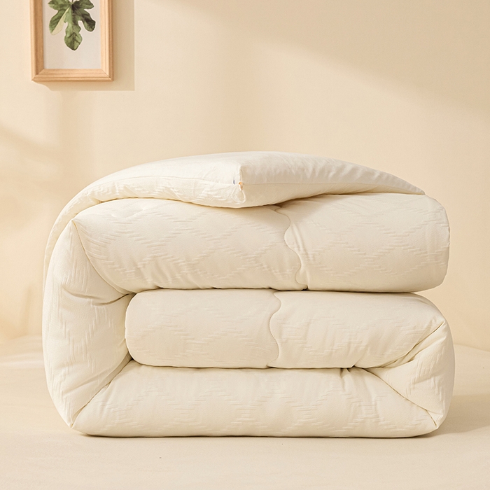 91家纺网 家纺一手货源 找家纺 爱彼家纺 2025新款直播热卖A类菱形格提花大豆被春秋被冬被 菱形提花大豆被-米白