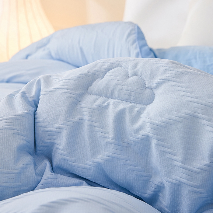 91家纺网 家纺一手货源 找家纺 爱彼家纺 2025新款直播热卖A类菱形格提花大豆被春秋被冬被 菱形提花大豆被-天蓝