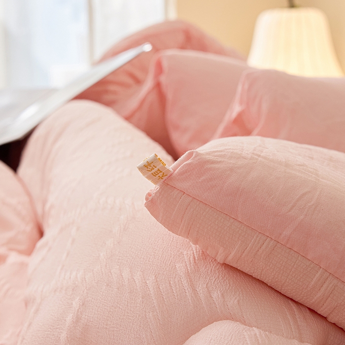 91家纺网 家纺一手货源 找家纺 爱彼家纺 2025新款直播热卖A类菱形格提花大豆被春秋被冬被 菱形提花大豆被-玉粉