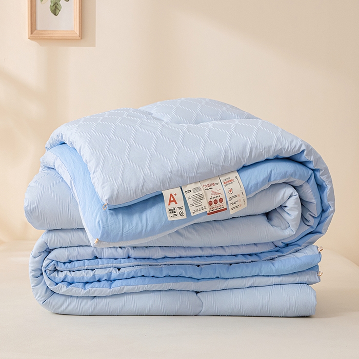 爱彼家纺 2025新款直播热卖A类菱形格提花大豆被春秋被冬被 菱形提花大豆被-天蓝