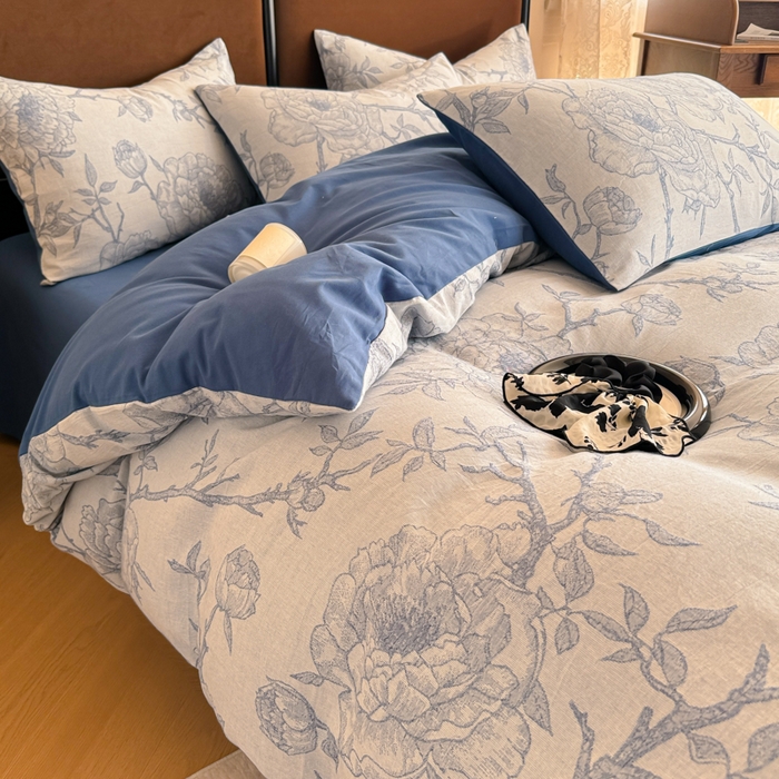 91家纺网 家纺一手货源 找家纺 眠博士 2025新款全棉提花磨毛加厚保暖四件套 提花磨毛套件-馥郁