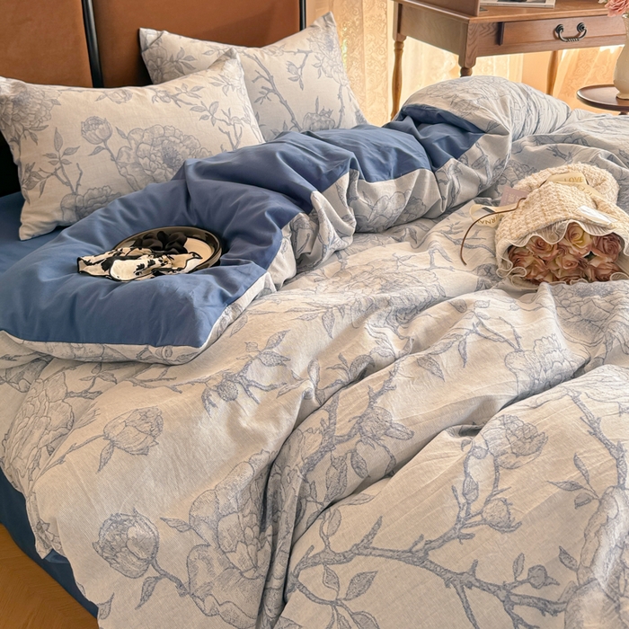 91家纺网 家纺一手货源 找家纺 眠博士 2025新款全棉提花磨毛加厚保暖四件套 提花磨毛套件-馥郁