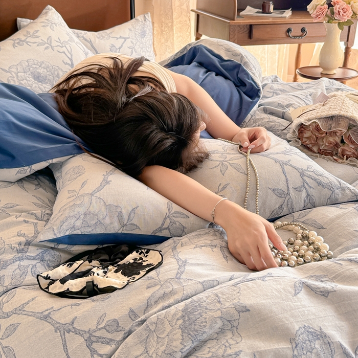 91家纺网 家纺一手货源 找家纺 眠博士 2025新款全棉提花磨毛加厚保暖四件套 提花磨毛套件-馥郁