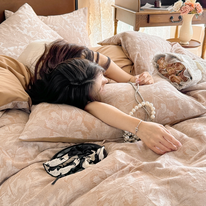 91家纺网 家纺一手货源 找家纺 眠博士 2025新款全棉提花磨毛加厚保暖四件套 提花磨毛套件-阡陌-咖