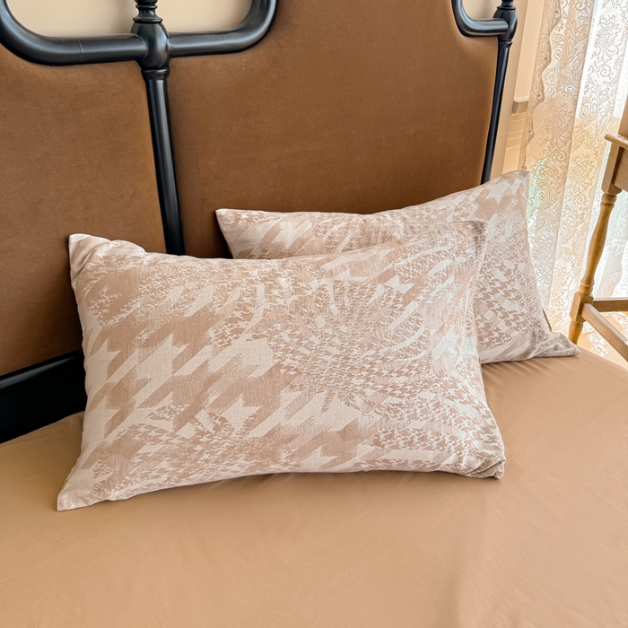 91家纺网 家纺一手货源 找家纺 眠博士 2025新款全棉提花磨毛加厚保暖四件套 提花磨毛套件-星蕴-咖