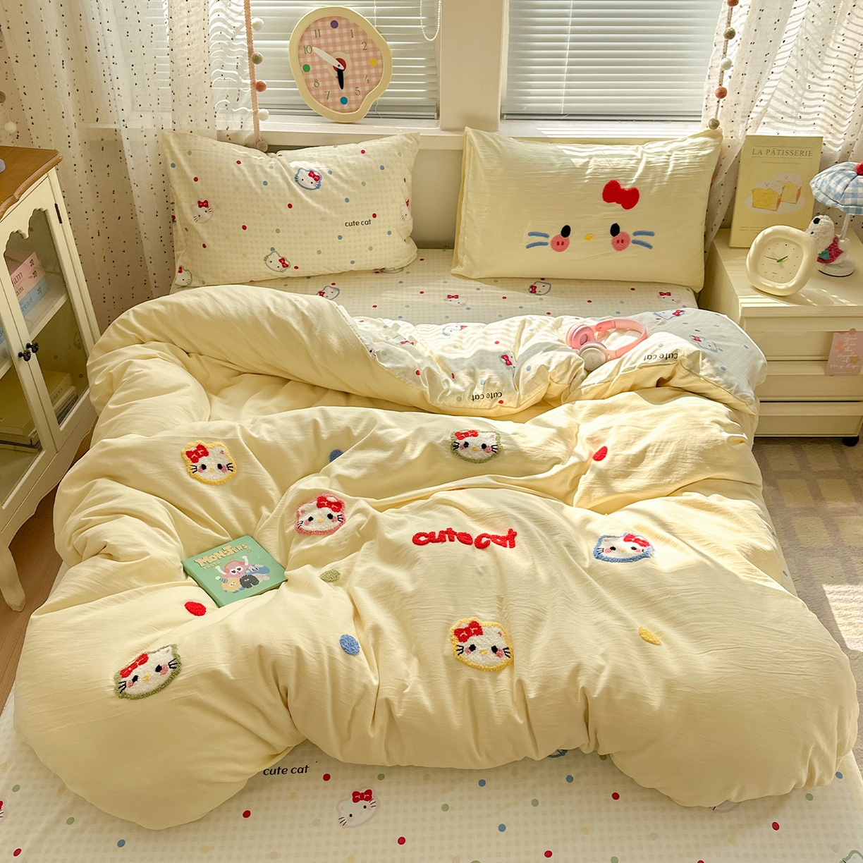 91家纺网 家纺一手货源 找家纺 （总）彩韵家纺 2025新款水洗棉毛巾绣可爱猫咪系列