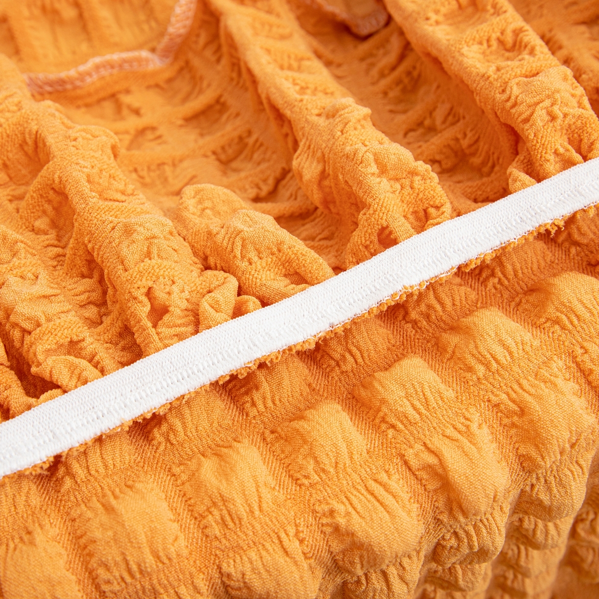 91家纺网 家纺一手货源 找家纺 沐沐家纺 2026新款泡泡纱龙虾椅套 橙色