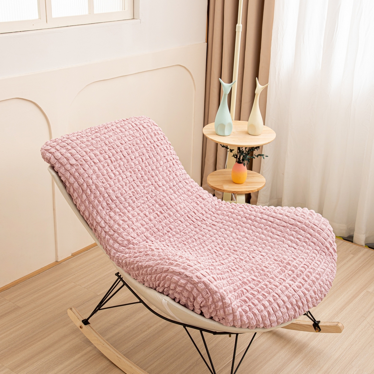 沐沐家纺 2026新款泡泡纱龙虾椅套 粉色