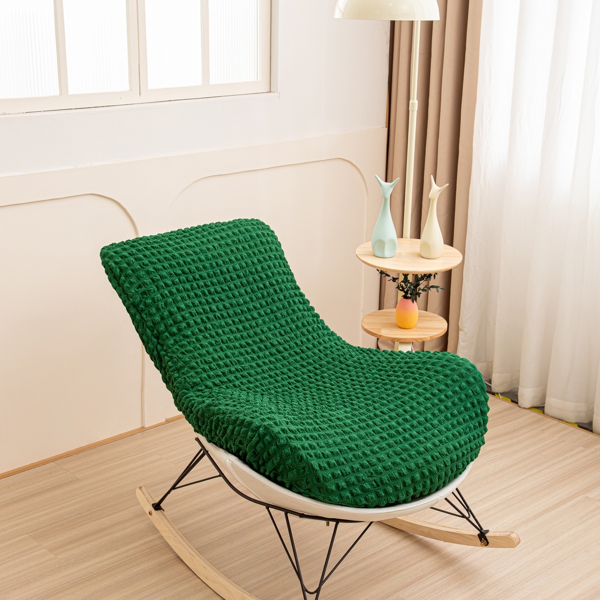 沐沐家纺 2026新款泡泡纱龙虾椅套 墨绿