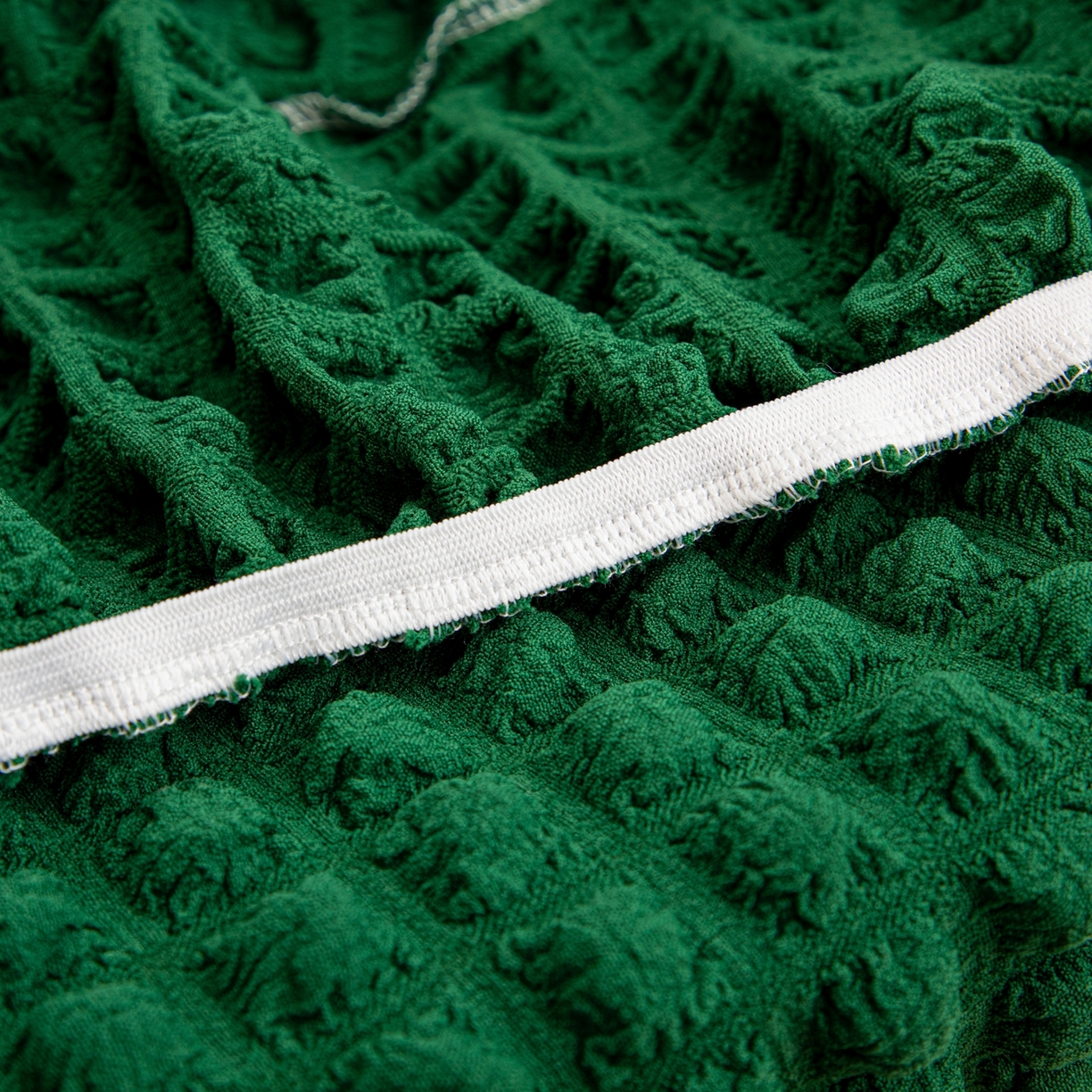 91家纺网 家纺一手货源 找家纺 沐沐家纺 2026新款泡泡纱龙虾椅套 墨绿