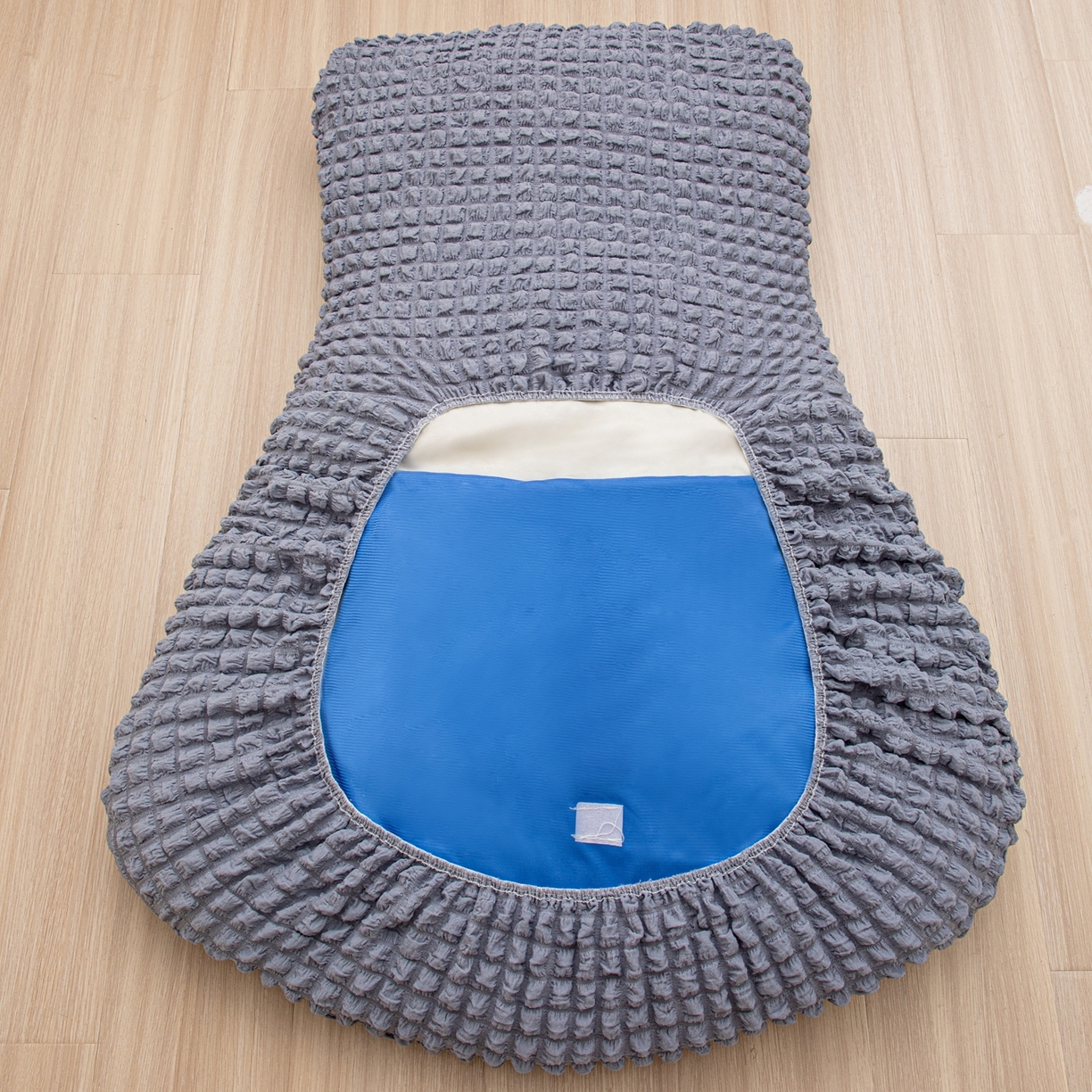 91家纺网 家纺一手货源 找家纺 沐沐家纺 2026新款泡泡纱龙虾椅套 浅灰