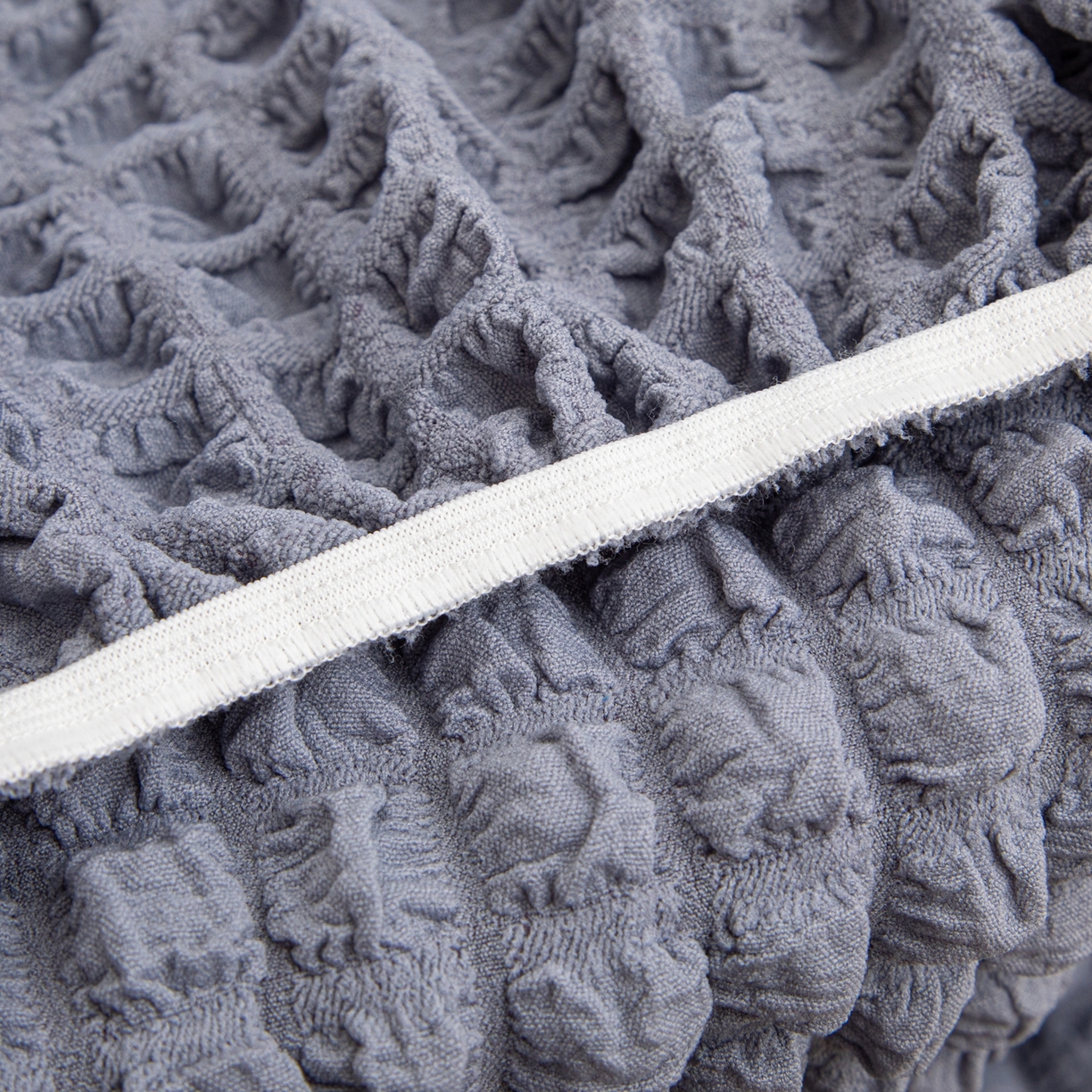 91家纺网 家纺一手货源 找家纺 沐沐家纺 2026新款泡泡纱龙虾椅套 浅灰