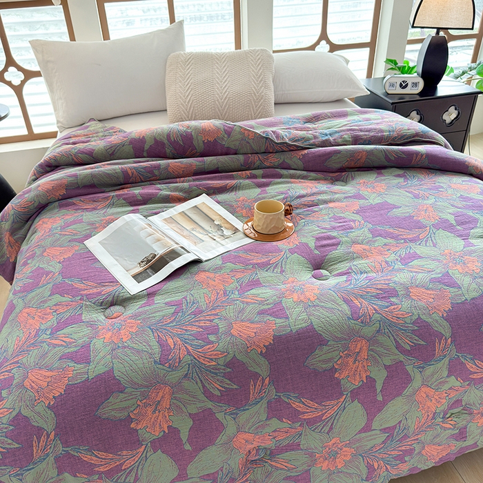 91家纺网 家纺一手货源 找家纺 （总）全美家居 2025新款全棉色织双层纱春秋被夏被加厚冬被大豆纤维被