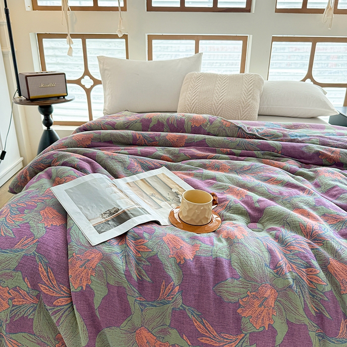 91家纺网 家纺一手货源 找家纺 （总）全美家居 2025新款全棉色织双层纱春秋被夏被加厚冬被大豆纤维被