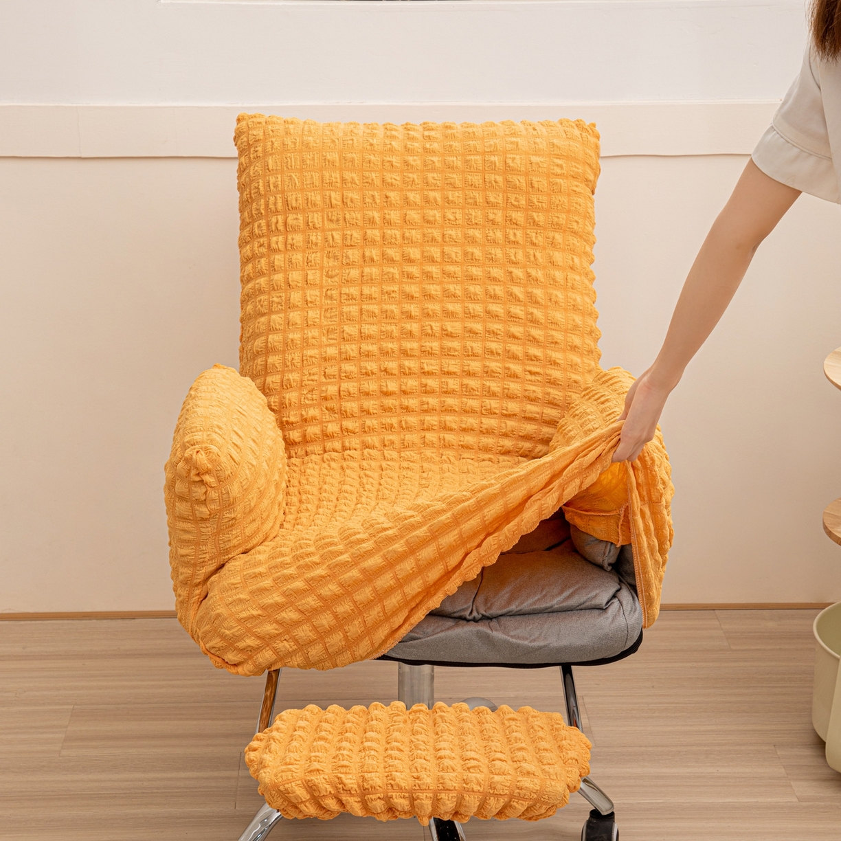 91家纺网 家纺一手货源 找家纺 （总）沐沐家纺 2026新款泡泡纱办公椅套