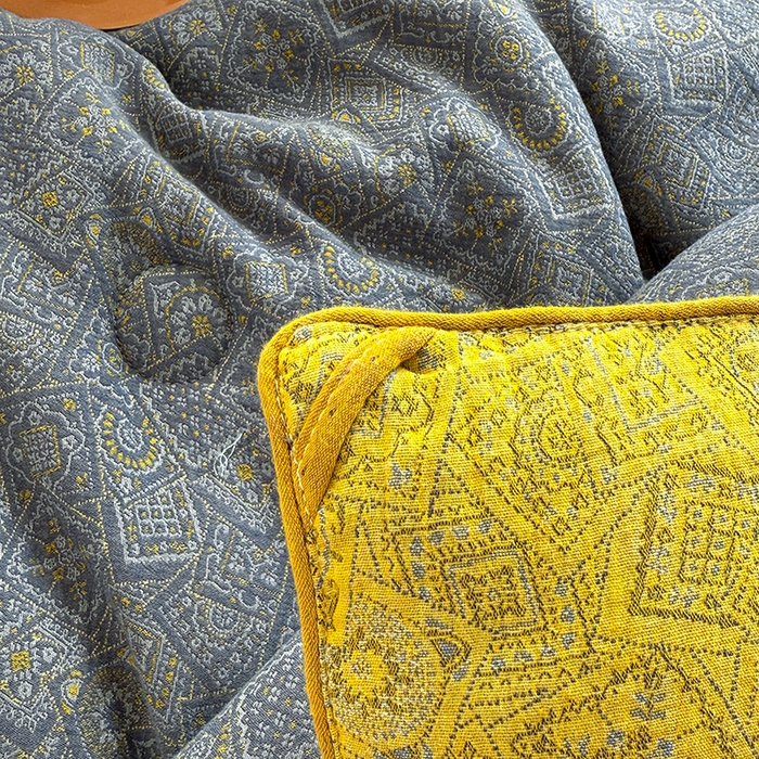 91家纺网 家纺一手货源 找家纺 全美家居 2025新款全棉色织双层纱春秋被夏被加厚冬被大豆纤维被 梦境黄