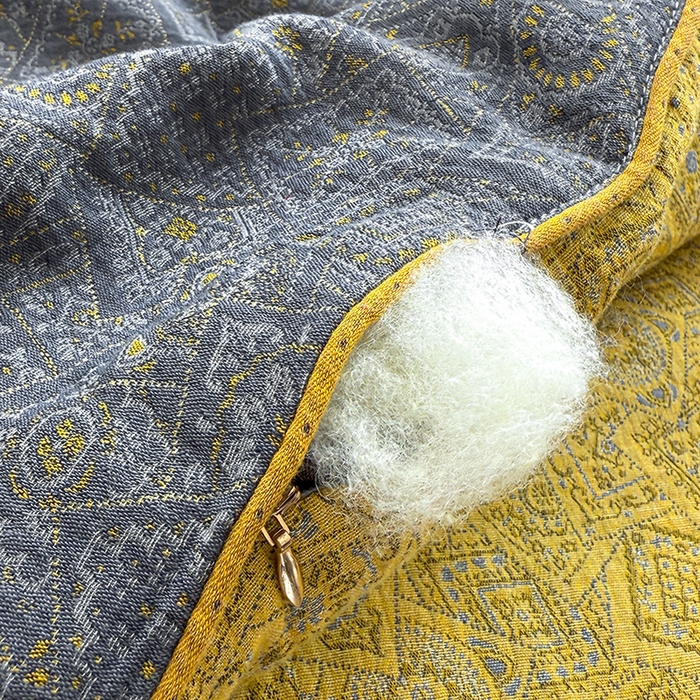 91家纺网 家纺一手货源 找家纺 全美家居 2025新款全棉色织双层纱春秋被夏被加厚冬被大豆纤维被 梦境黄