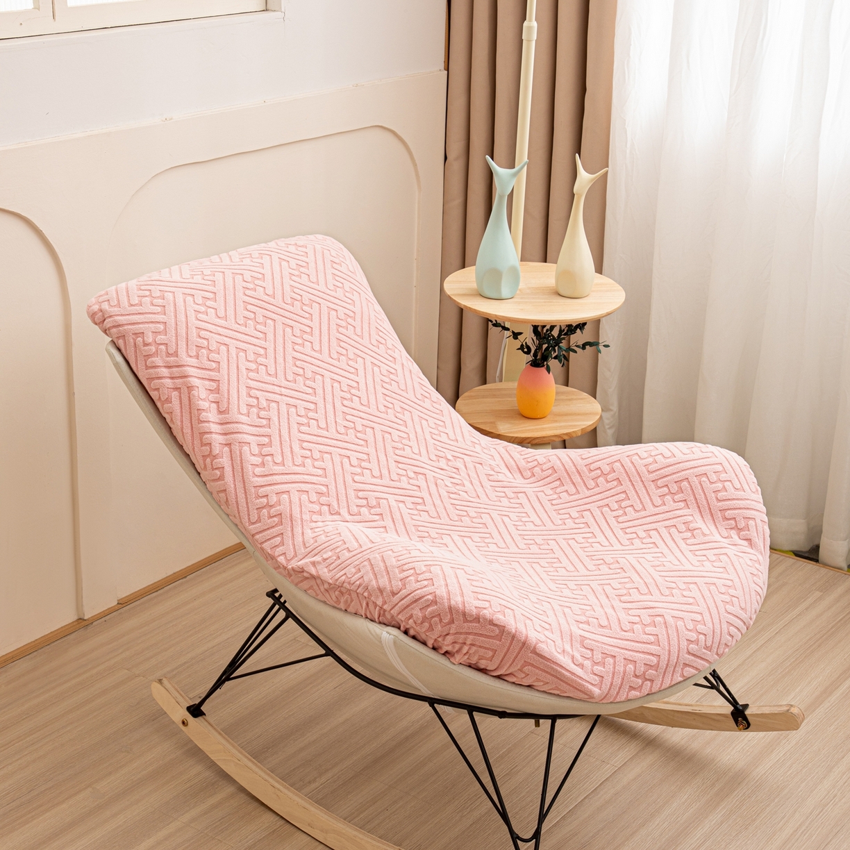 91家纺网 家纺一手货源 找家纺 沐沐家纺 2026新款雅致龙虾椅套 粉色