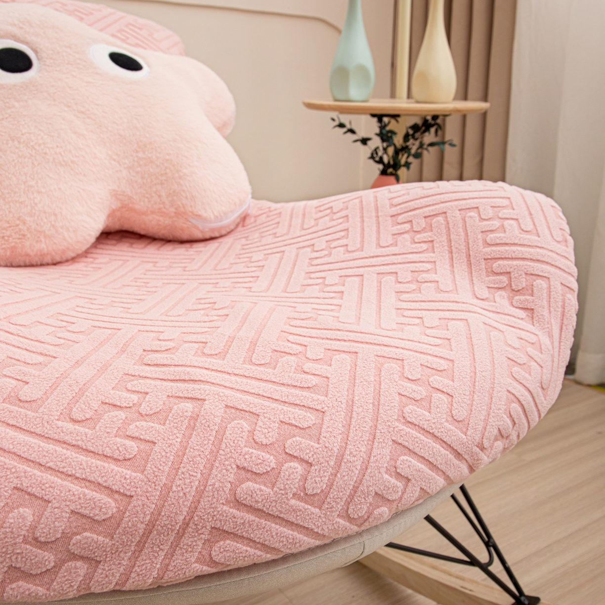 91家纺网 家纺一手货源 找家纺 沐沐家纺 2026新款雅致龙虾椅套 粉色