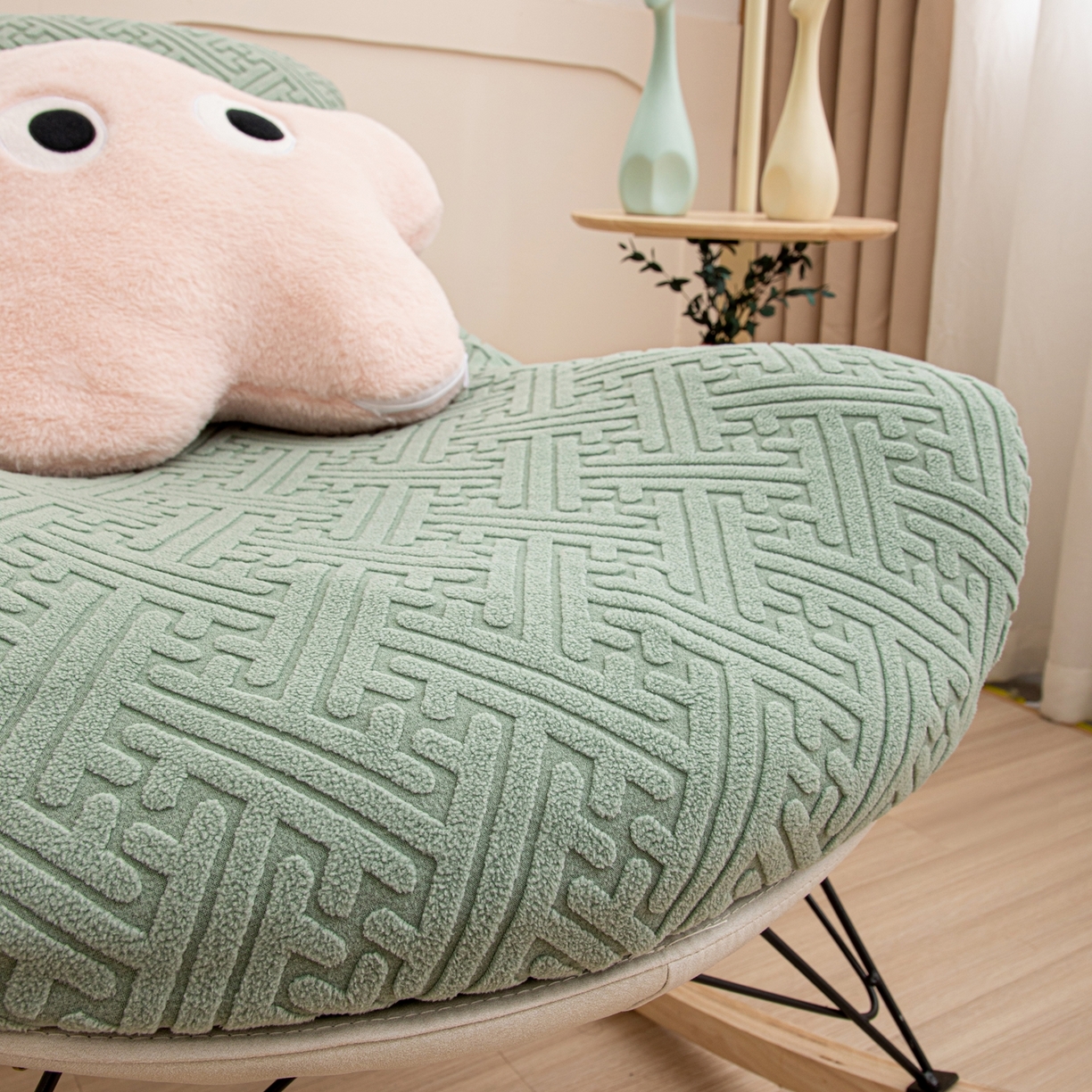 91家纺网 家纺一手货源 找家纺 沐沐家纺 2026新款雅致龙虾椅套 果绿