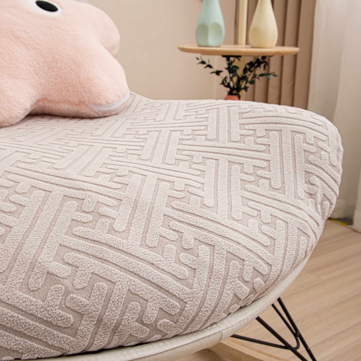 91家纺网 家纺一手货源 找家纺 沐沐家纺 2026新款雅致龙虾椅套 浅灰