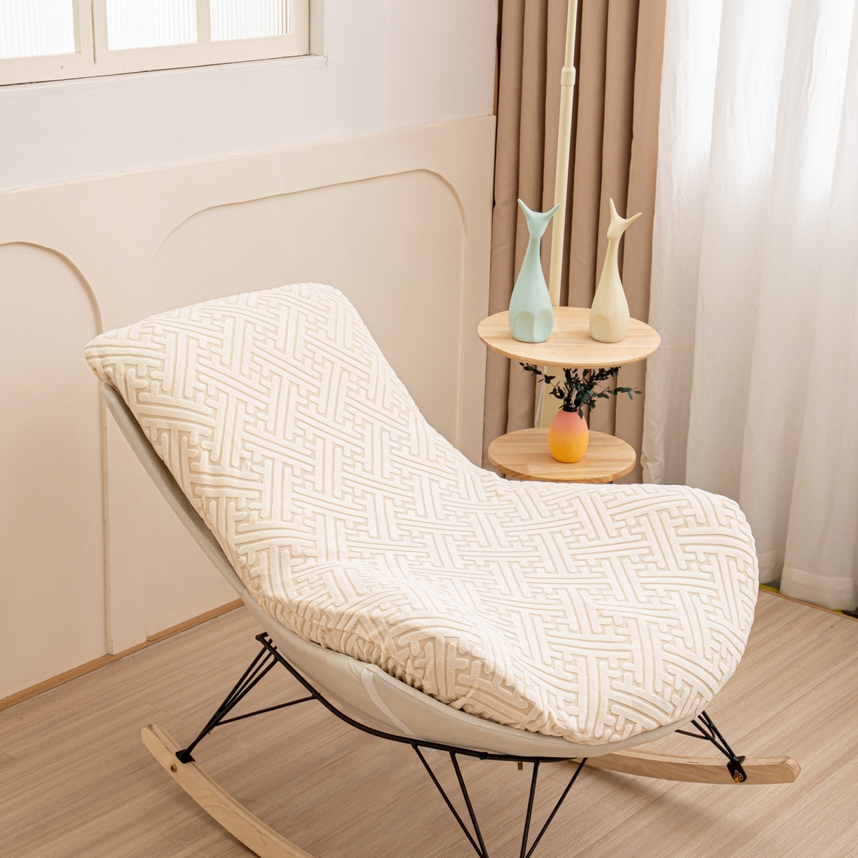 沐沐家纺 2026新款雅致龙虾椅套 亚麻白