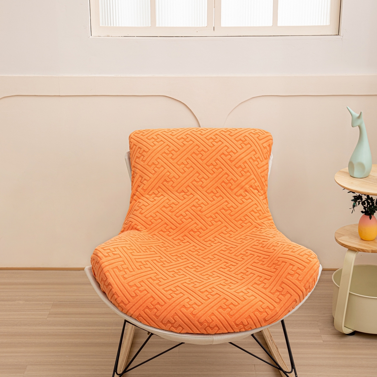 91家纺网 家纺一手货源 找家纺 沐沐家纺 2026新款雅致龙虾椅套 元气橙