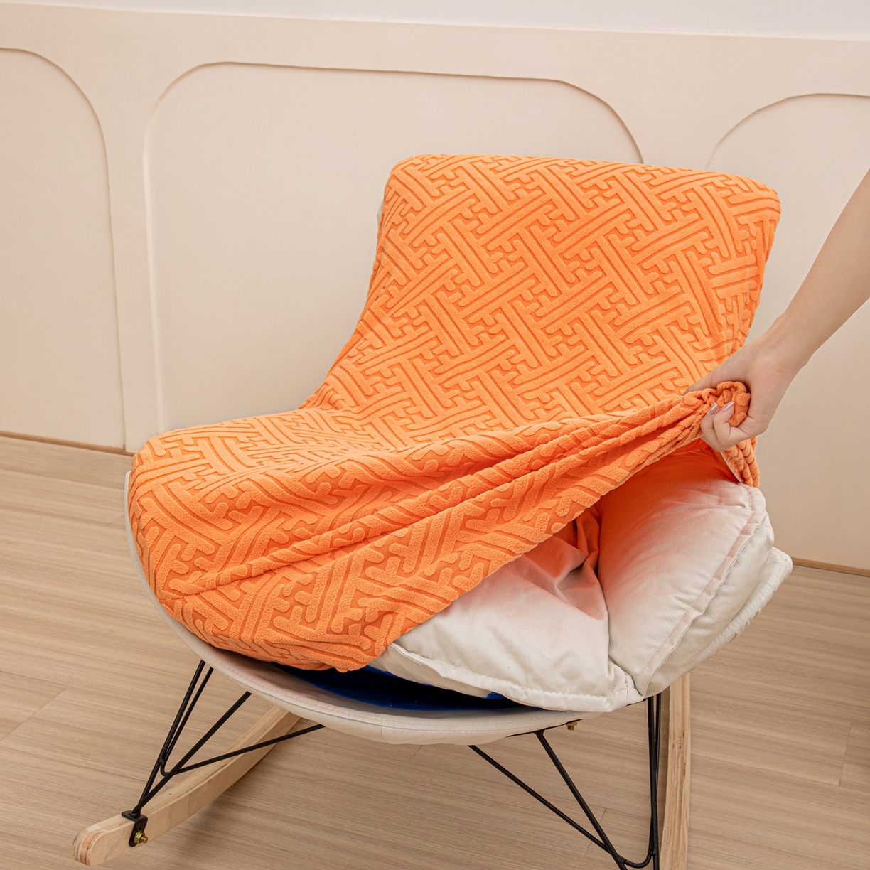 91家纺网 家纺一手货源 找家纺 沐沐家纺 2026新款雅致龙虾椅套 元气橙