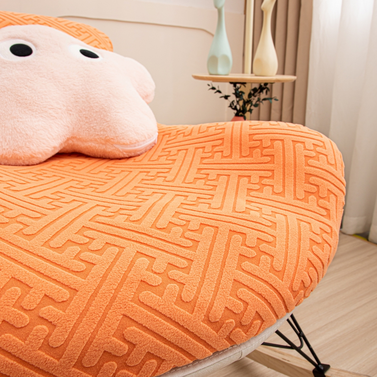 91家纺网 家纺一手货源 找家纺 沐沐家纺 2026新款雅致龙虾椅套 元气橙