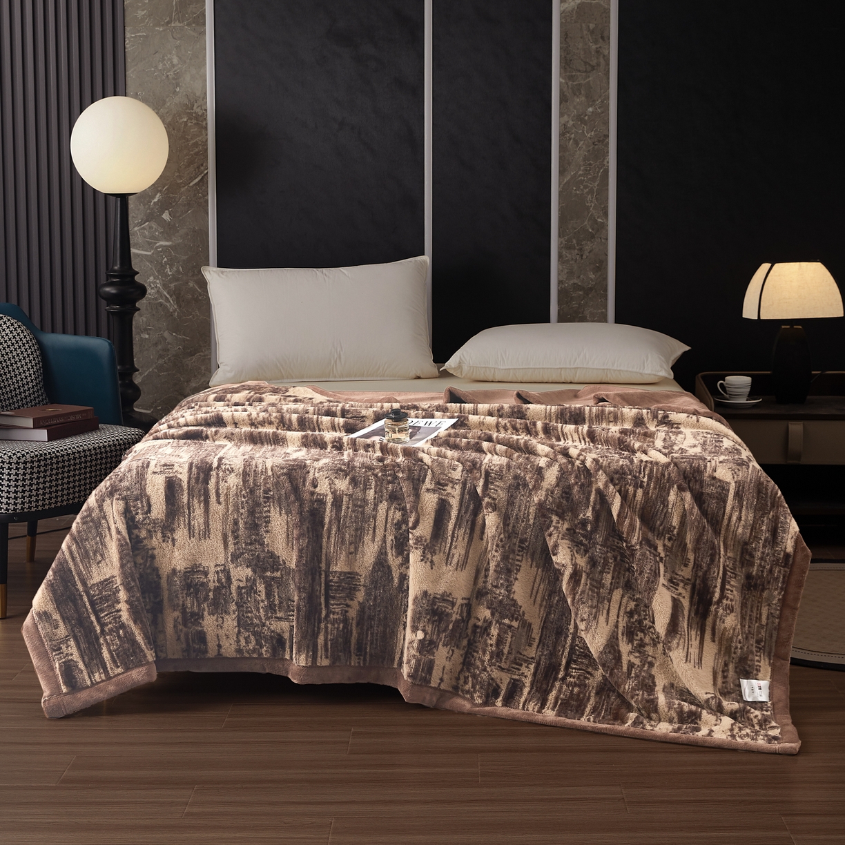 91家纺网 家纺一手货源 找家纺 （总） 2025新款仿水貂绒兔毛绒雪棉绒云貂绒拉舍尔双层复合毛毯子