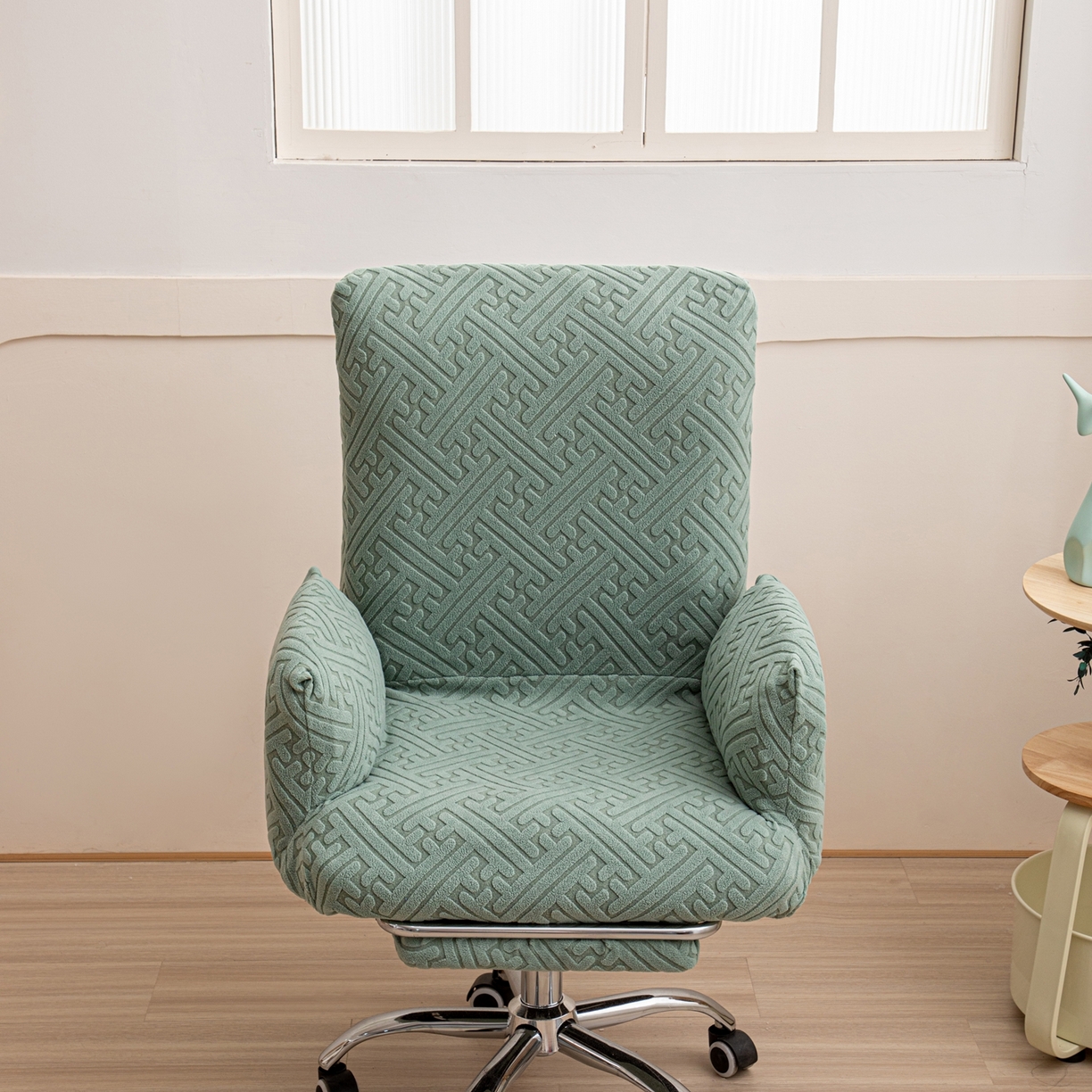 91家纺网 家纺一手货源 找家纺 沐沐家纺 2026新款雅致办公椅套 果绿