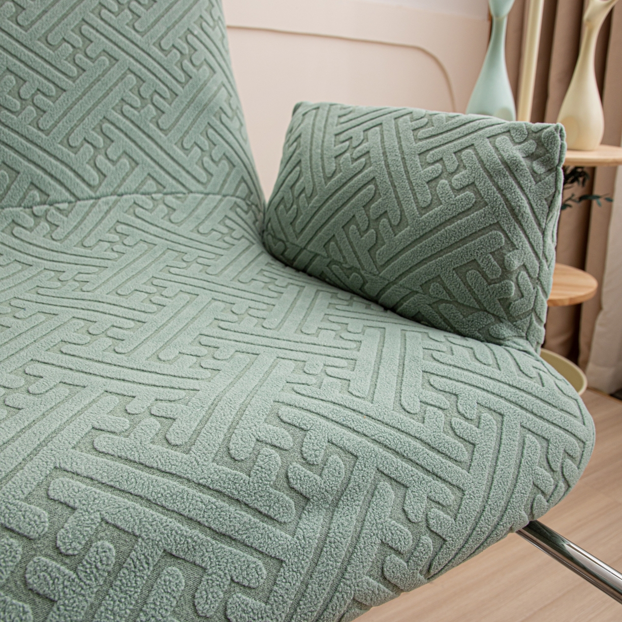 91家纺网 家纺一手货源 找家纺 沐沐家纺 2026新款雅致办公椅套 果绿